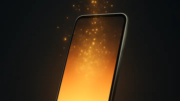 5777 BAT AMAZON COM Modern phone with glowing screen